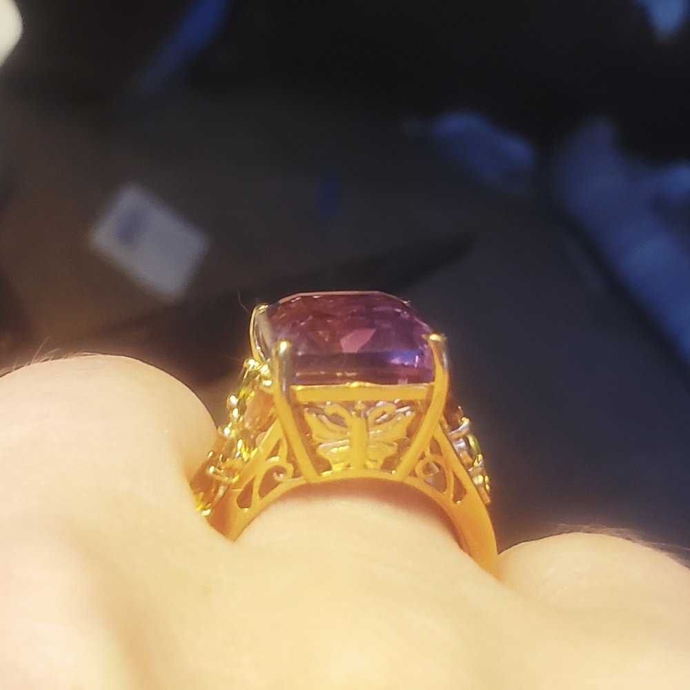 NWT Genuine Radiant Cut African Amethyst and Multi-Tourmaline 12.15 ctw Size 9 - Picture 12 of 14